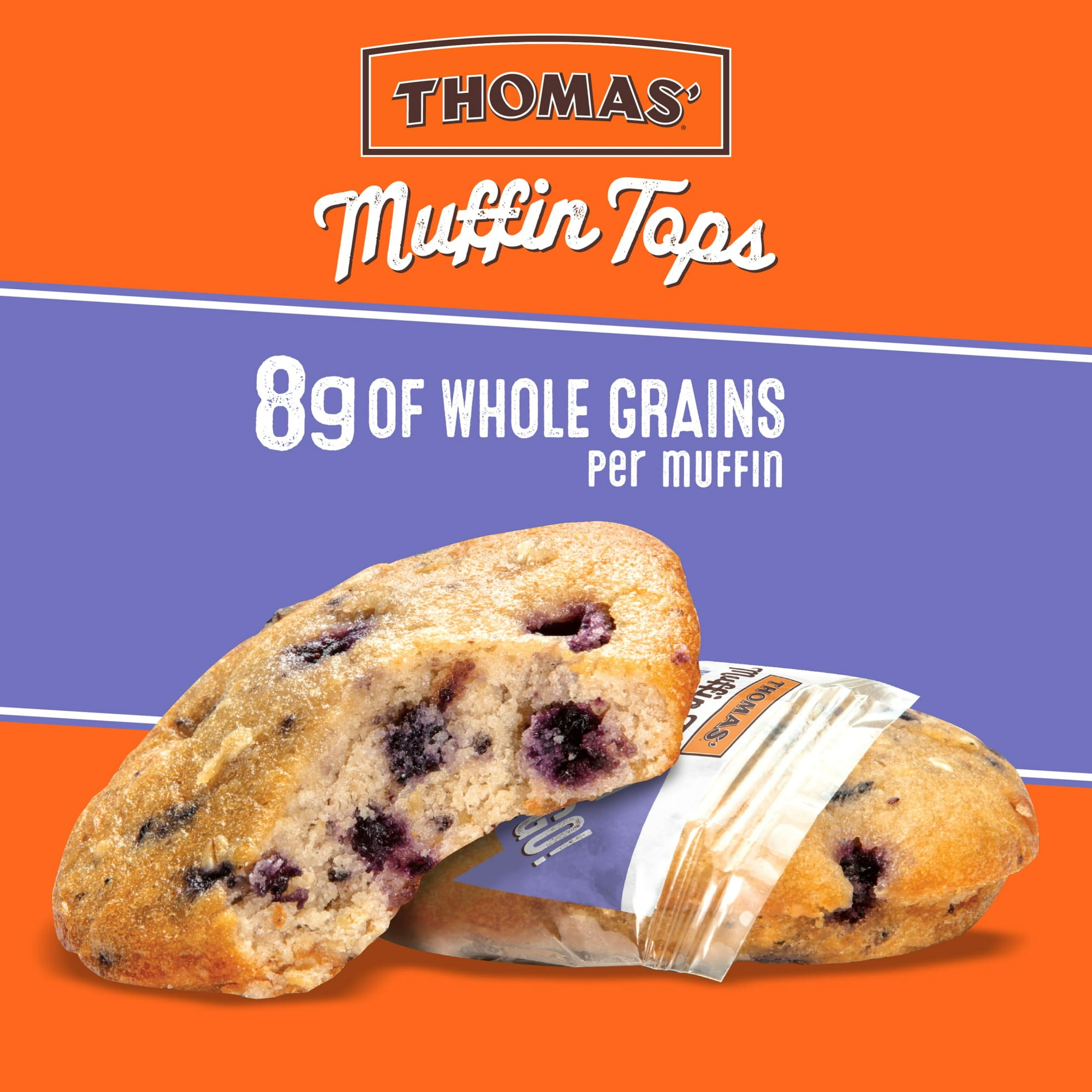 Thomas' Blueberry Oat Muffin Tops 6 count Blueberry Muffin Tops 10.5 oz Box (Pack of 2)